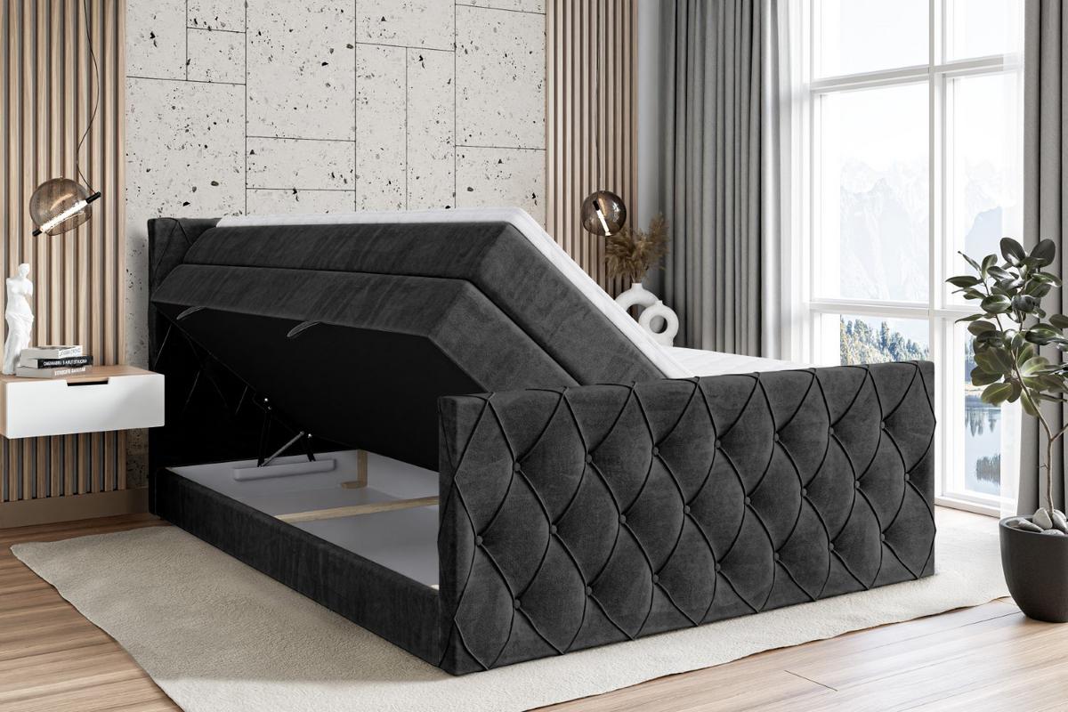 BOXSPRINGBETT AMAY-Z KING - 140x200 - H3/H4 - Schwarz - Schwarz, Holzwerkstoff (140/200cm) - ALTDECOR