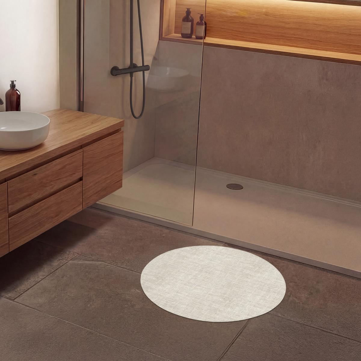 BADEMATTE Leinen - Textur - Beige Badvorleger 70x70 cm - Beige, Textil (70/70cm) - OnlyWow