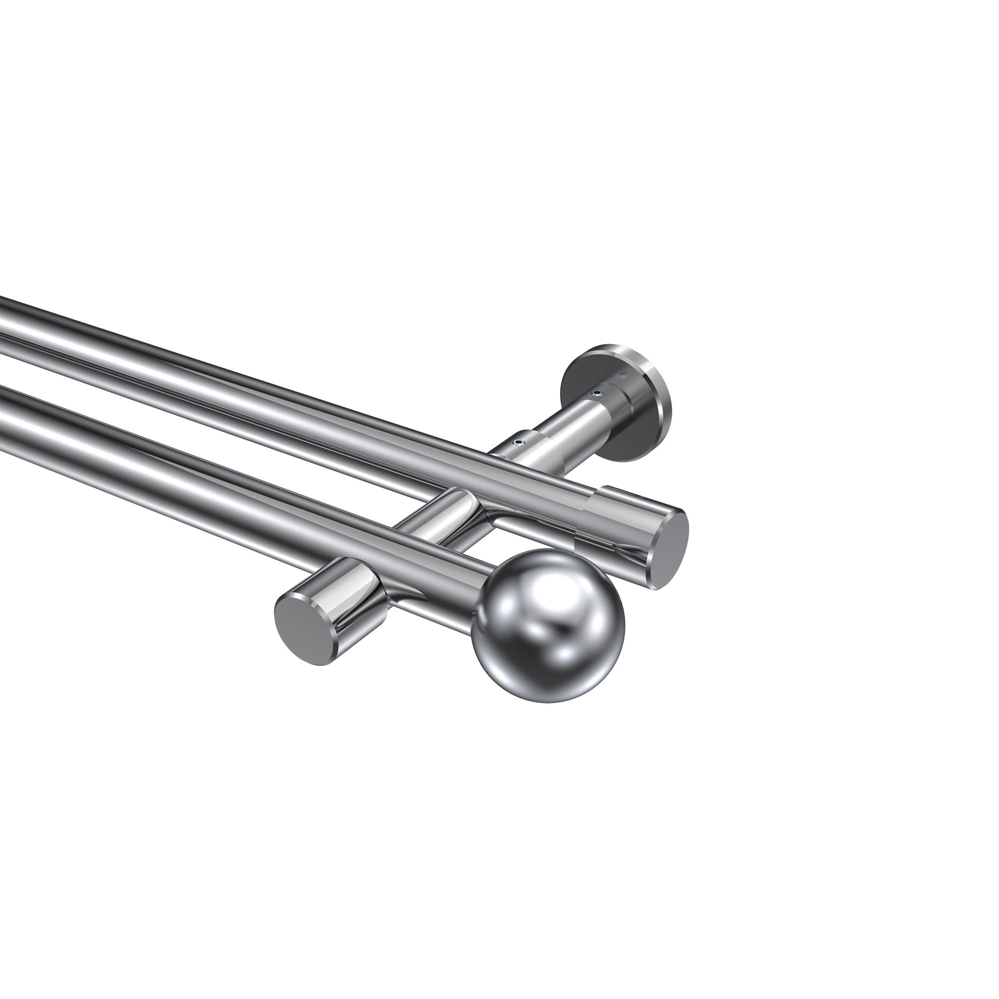 GARDINENSTANGE Prestige Luino 200 cm, 2-läufig (ohne Ringe), 20 mm Ø Chrom - Chromfarben, Metall (200cm) - INTERDECO
