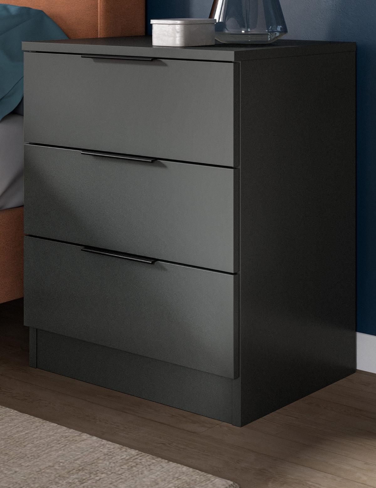NACHTTISCH 2er Set grau 45 x 60 cm, Nachtkommode in Komforthöhe - Schwarz/Grau, Holzwerkstoff/Kunststoff (45/60/40cm) - Inn.Furn