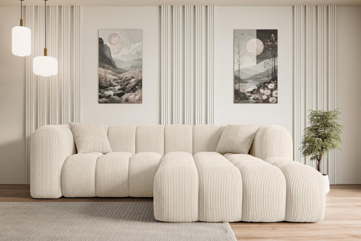 ECKSOFA Ottomane Rechts OLEA-L1 - 231x173x74 cm Beige - Beige/Schwarz, Holzwerkstoff/Kunststoff (231/173cm) - ALTDECOR