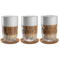LATTE MACCHIATO-SET MIT UNTERSETZER Gocce transparent 390 ml 3er Set - Transparent, Glas (0.39L) - Leonardo Living