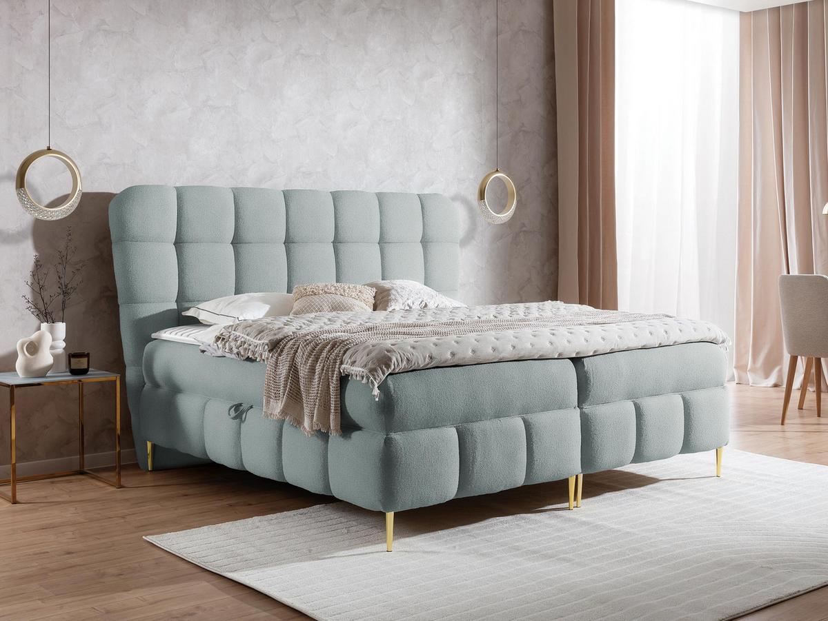 BOXBETT Lolly - H3 - Goldfarben/Hellgrau, Holz/Textil (140/200cm) - MIRJAN24