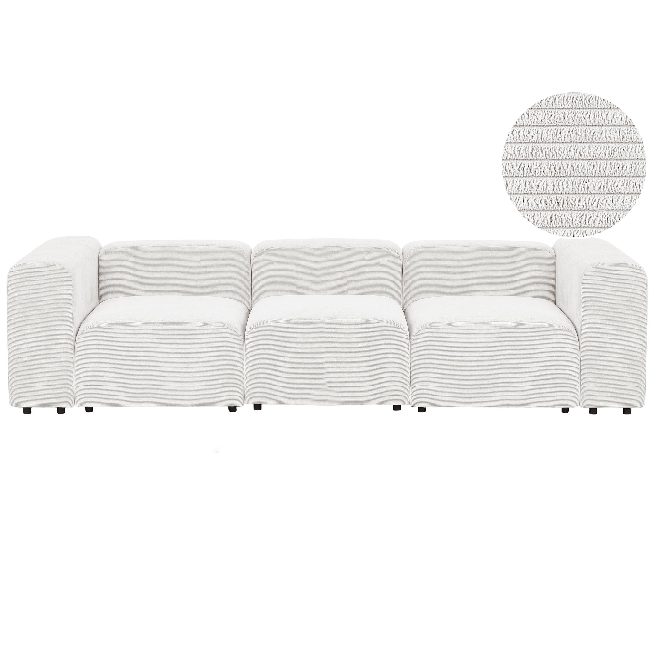 3-SITZER-MODULSOFA Cremeweiß Cord Falsterbo - Creme, Textil (278/70/105cm) - Beliani