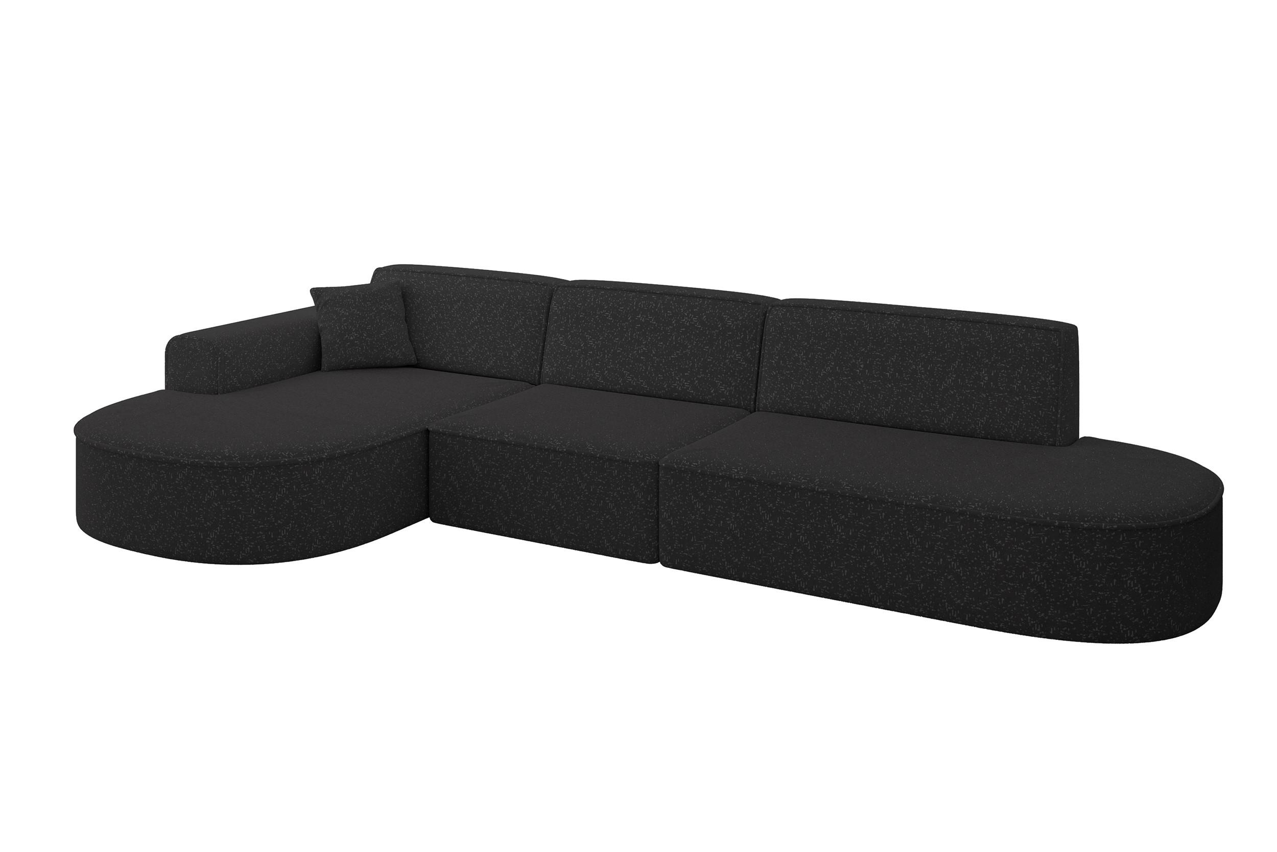 ECKSOFA Ottomane Links MARI-L2 - 328x171x79 cm Schwarz Tissu - Schwarz, Holzwerkstoff/Kunststoff (328/171cm) - ALTDECOR