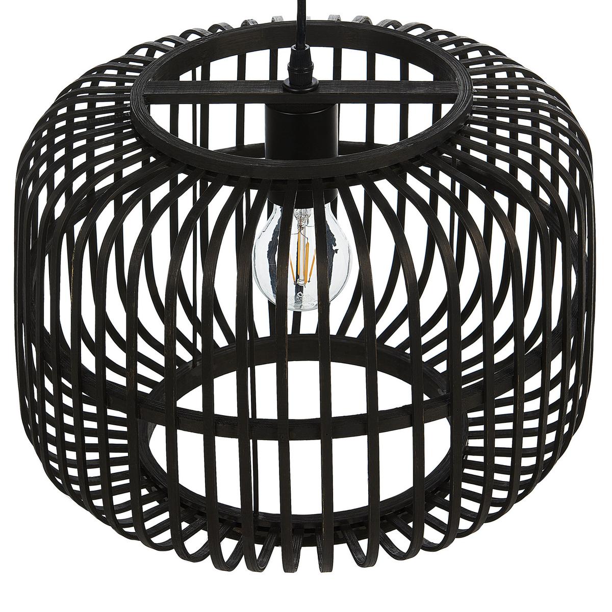 HÄNGELEUCHTE Macheke 32/32/24 cm - Schwarz, Holz (32/32/24cm) - Beliani