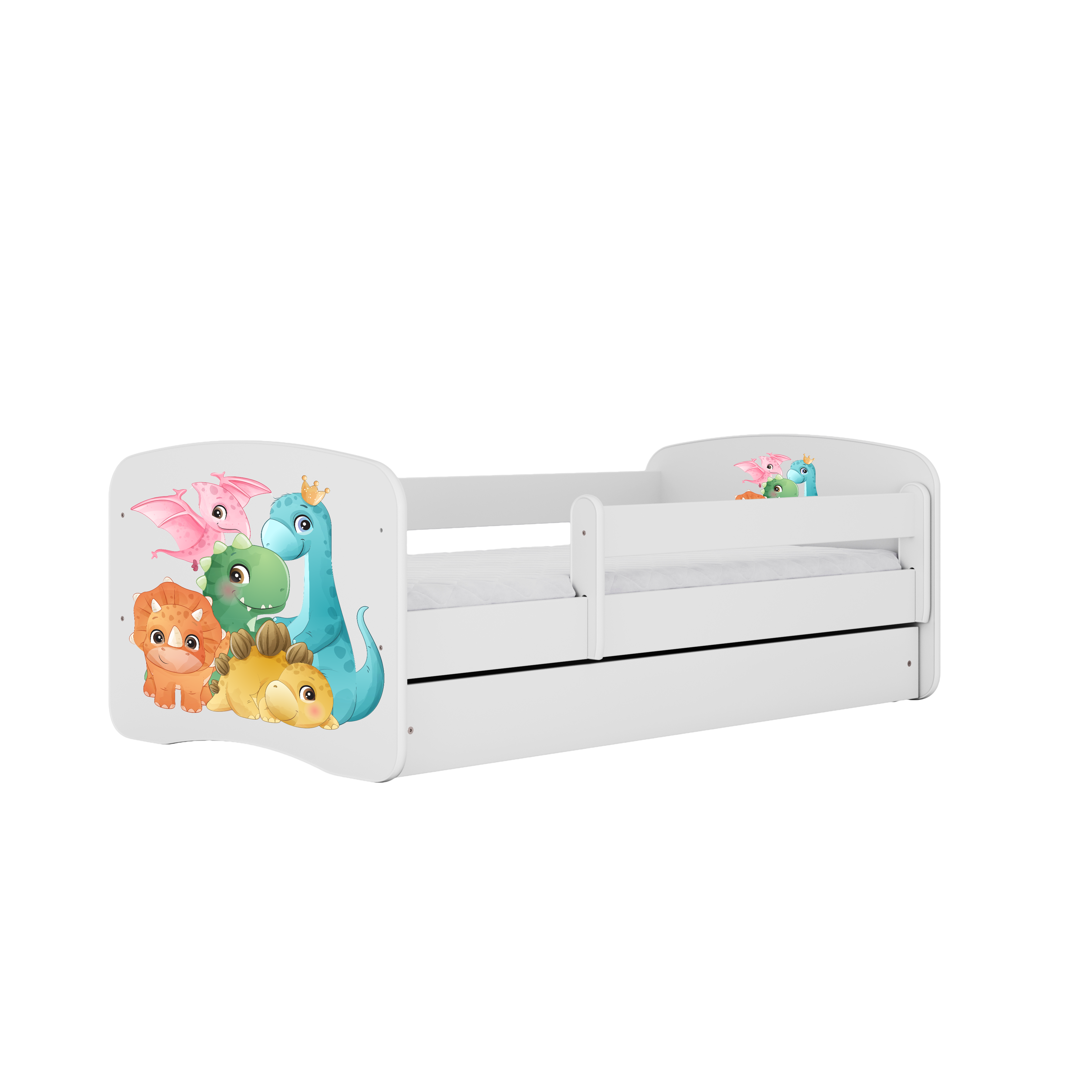 KINDERBETT Dino mit Schublade 140/70 80/61/144 - Weiß, Holzwerkstoff (70/140cm) - RAUMHIRSCH FURNITURE