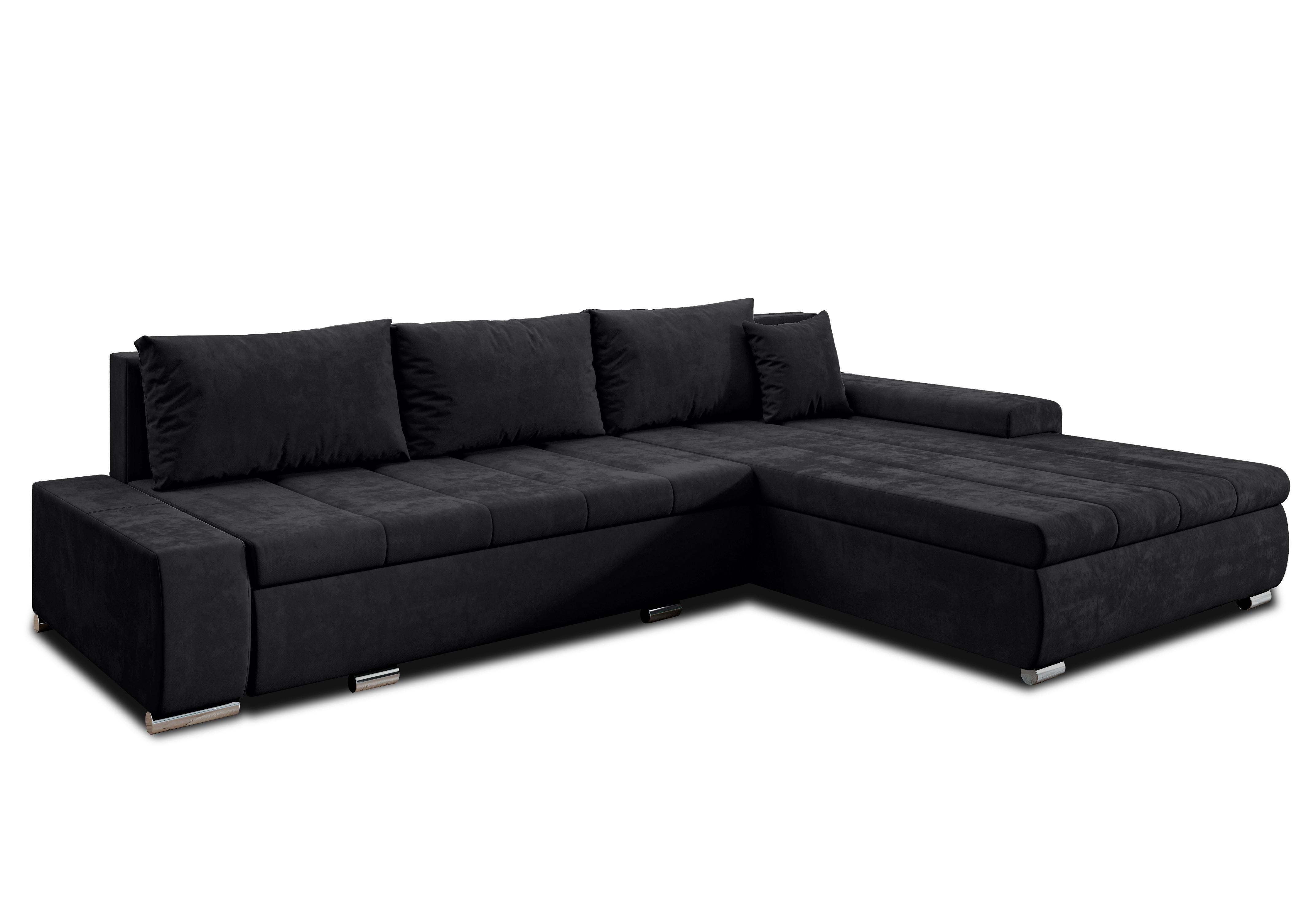 ECKSOFA L Form Tunceli Anthrazit 297/210/85 cm – modernes Sofa fürs Wohnzimmer - Silberfarben/Schwarz, Textil/Metall (297/210cm) - AX Living
