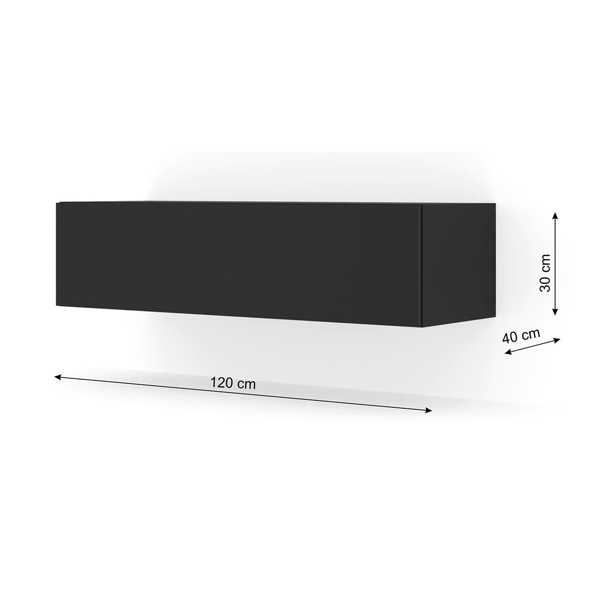 TV-MÖBEL Bali Mattschwarz - Schwarz, Holzwerkstoff (120/30/40cm) - Petits-meubles
