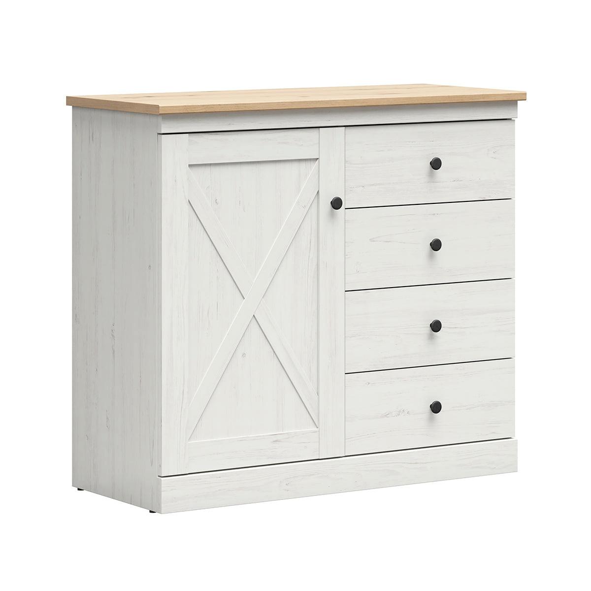 KOMMODE Victoria Weiß und Holz - Weiß, Holzwerkstoff (103/92/43cm) - Petits-meubles