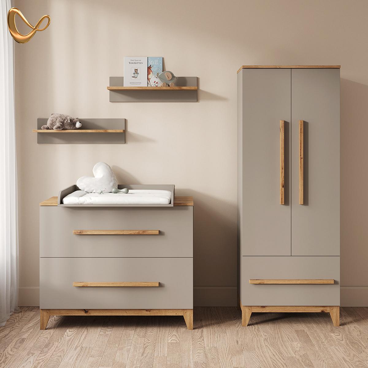 WICKELKOMMODE Mailo Cashmere/Artisan mit 2 Schubladen - Kaschmir/Eiche Artisan, Holzwerkstoff (108/98/70cm) - Livinity®