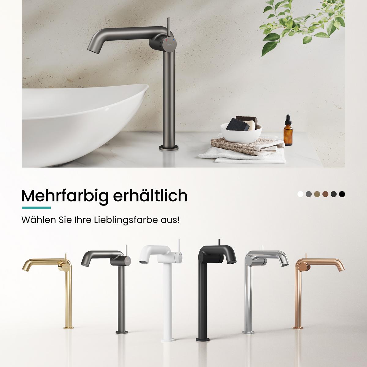 WASCHTISCHARMATUR Wasserzulaufrohr aus Edelstahl Anthrazit Matt 26cm - Anthrazit, Metall (22/7.6/33.2cm) - EMKE