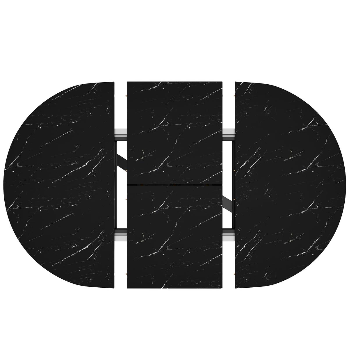 ESSTISCH ausziehbar 100–140 cm in Marmor-Optik & Schwarz - Schwarz, Holzwerkstoff (100/100/76cm) - Urban Meuble