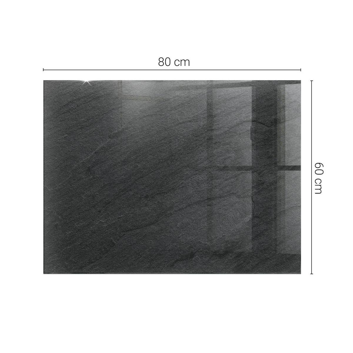 TISCHPLATTE 80x60 cm Natürliche Steinstruktur - Schwarz, Glas (0.4/80/60cm) - TULUP