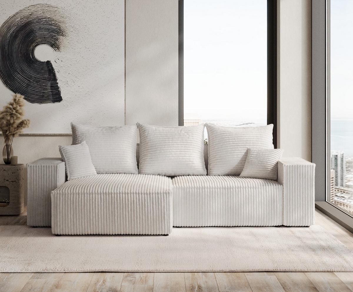 ECKSOFA SENSO mit Schlaffunktion Grau im Tilia Stoff - Schwarz/Grau, Holz/Holzwerkstoff (255/148cm) - AltaBeds