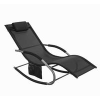 SONNENLIEGE mit Kopfkissen, Gartenliege bis 150kg, Schwarz - Schwarz, Metall (63/87/150cm) - SoBuy