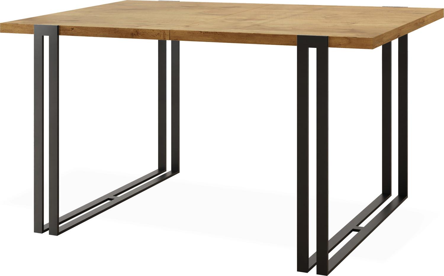 ESSTISCH Marco rechteckig ausziehbar, Lancelot Eiche 120-220/80/76 cm - Eichefarben/Schwarz, Holzwerkstoff/Metall (80/220/76cm) - WFL GROUP