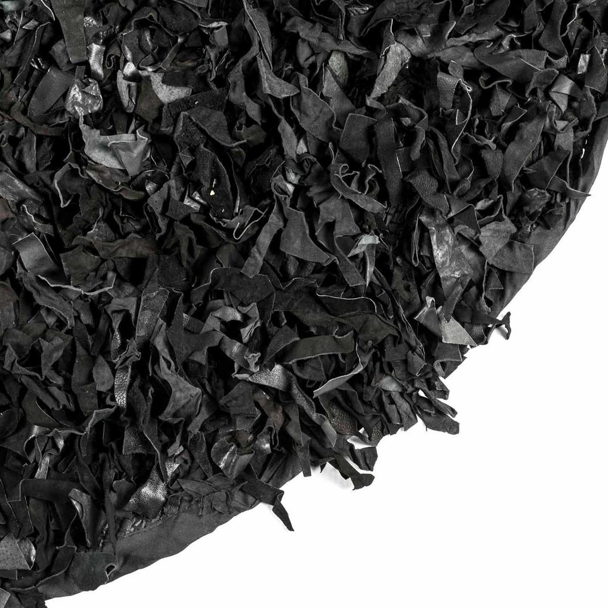 SHAGGY-TEPPICH Dallas rund 150 cm - Schwarz, Leder (150/150cm) - Homescapes