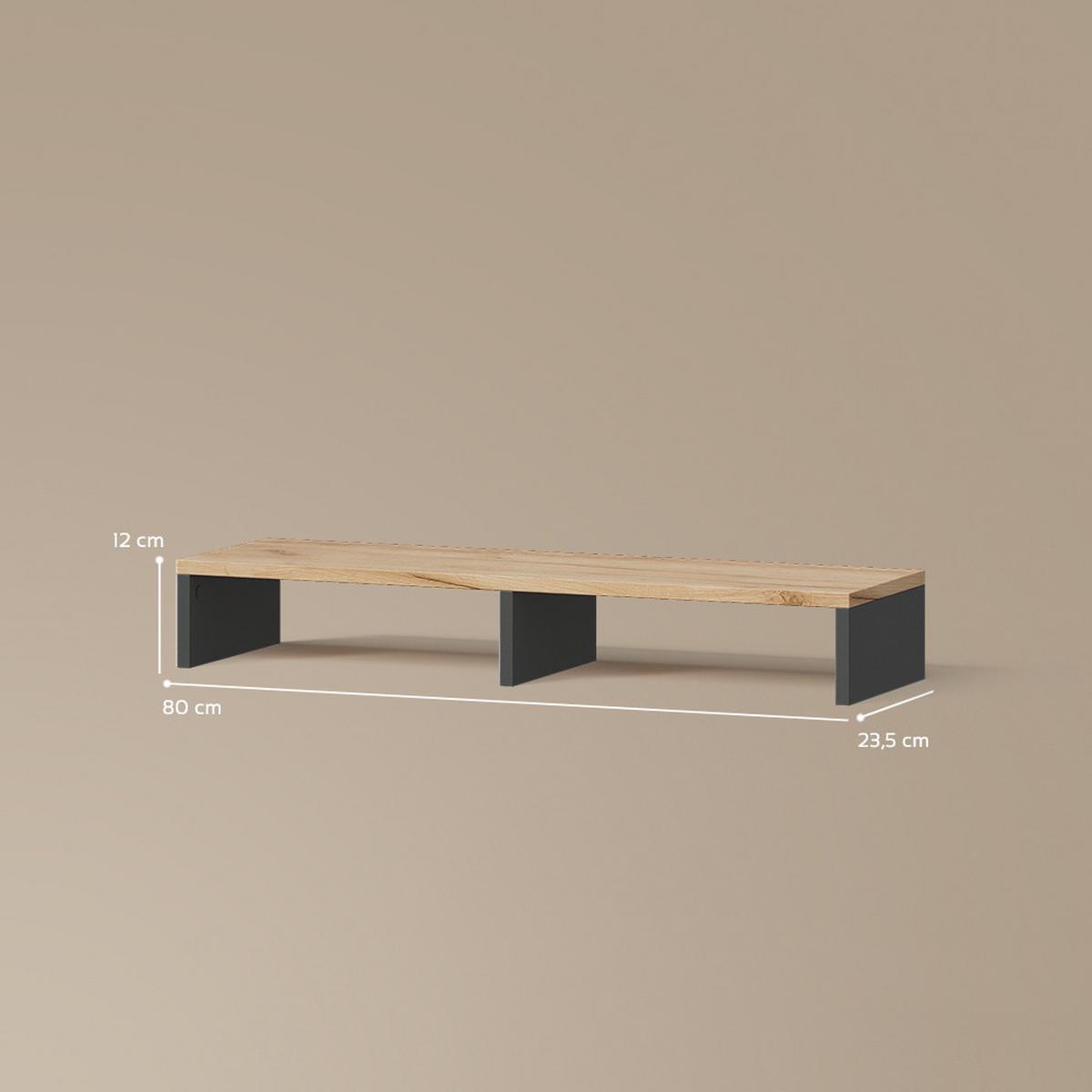 MONITORSTÄNDER Lorena Anthrazit/Goldkraft Eiche 80 x 12 cm - Honigeiche/Anthrazit, Holzwerkstoff (23.5/80/12cm) - Livinity®
