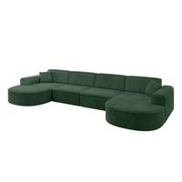 WOHNLANDSCHAFT MARI-U2 - 388x171x79 cm Grün Cord - Schwarz/Grün, Holzwerkstoff/Kunststoff (388/79/171cm) - ALTDECOR