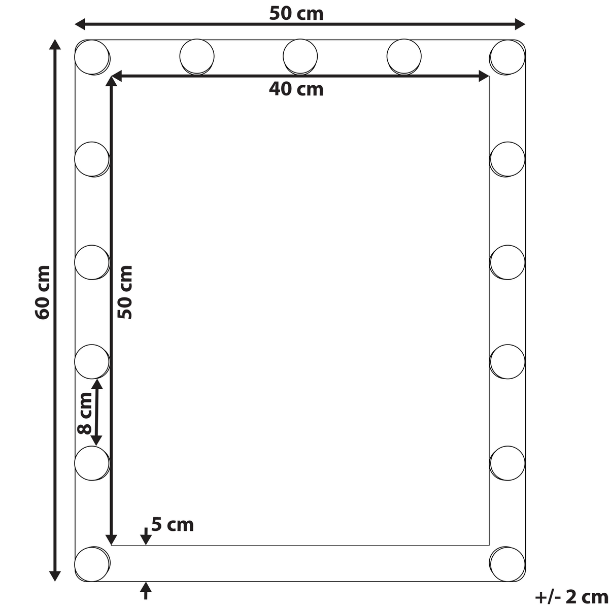 BADSPIEGEL mit LED-Beleuchtung rechteckig 50/60 cm Odenas - Weiß, Metall (50/60/2cm) - Beliani