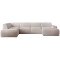 WOHNLANDSCHAFT Bouvi Hellbeige links - Ecru/Schwarz, Kunststoff/Textil (378/220cm) - Selsey