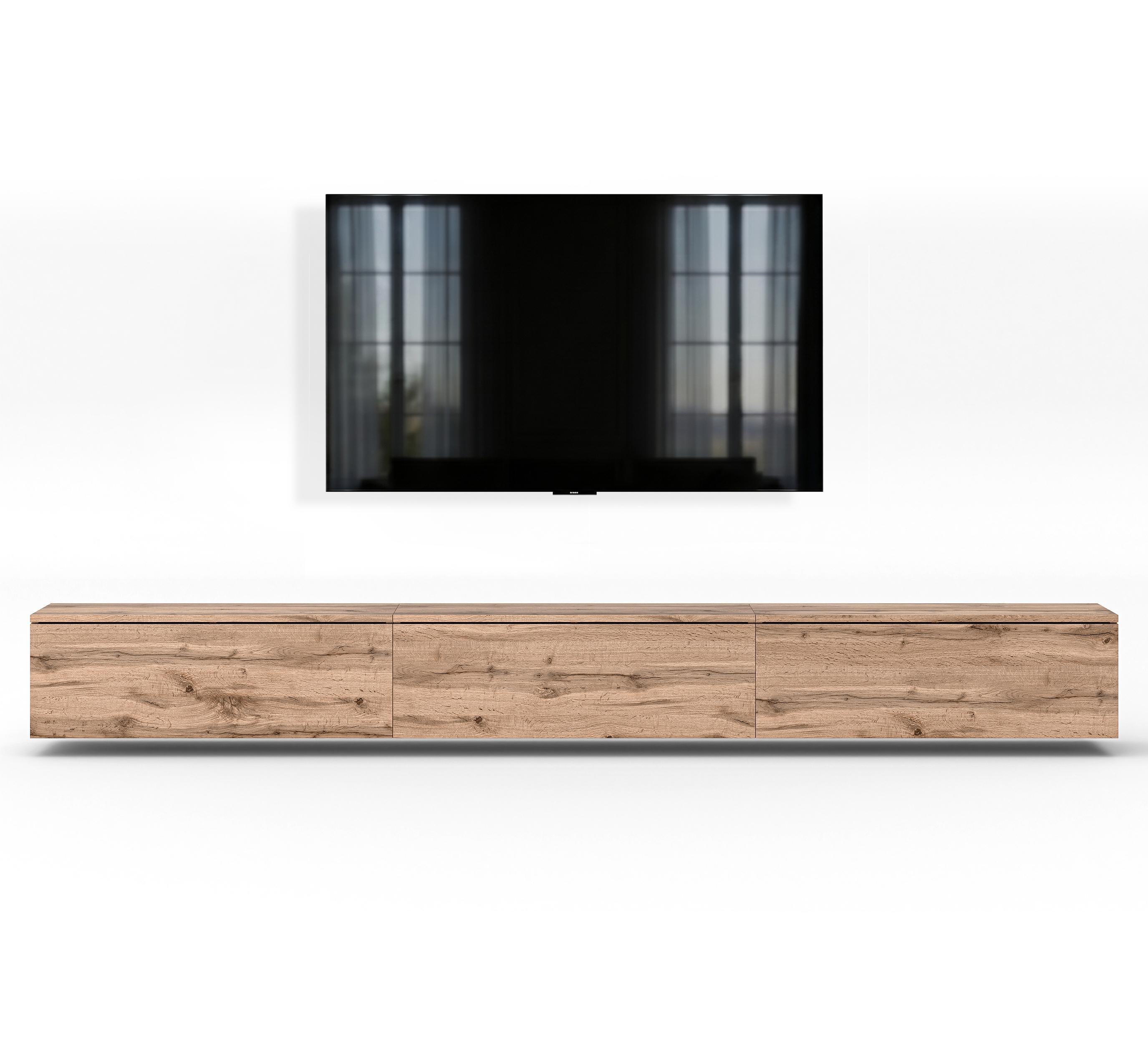 LOWBOARD Barvo 3x100 Eiche Wotan 300/34/32 cm – hängendes TV-Board - Braun, Holzwerkstoff (300/34/32cm) - AX Living