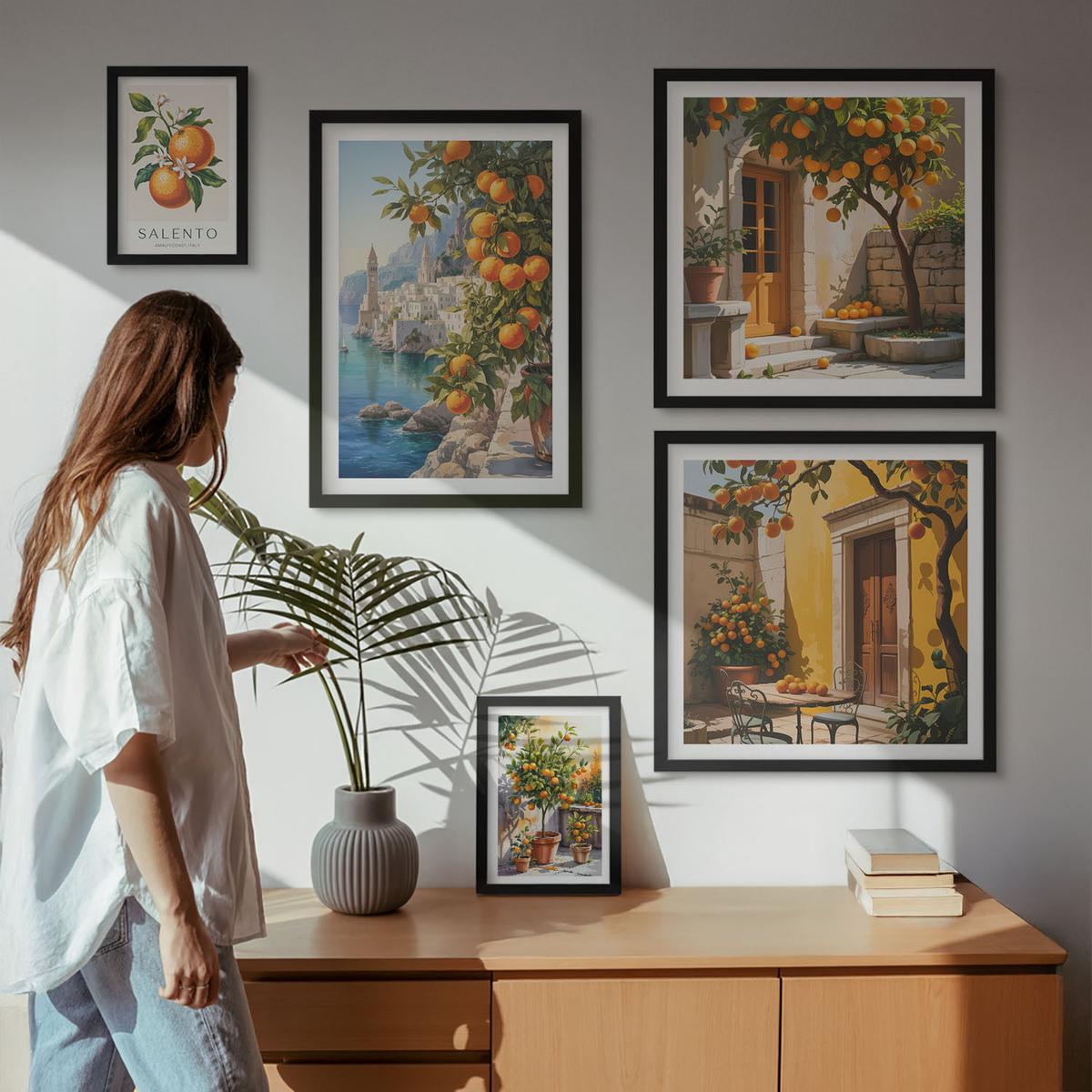 BILDER SET 5er Set - 50x50 cm & 20x30 cm & 40x60 cm Schwarzer Rahmen - Stadtansichten von Gebäuden - Schwarz, Kunststoff (40/60cm) - TULUP
