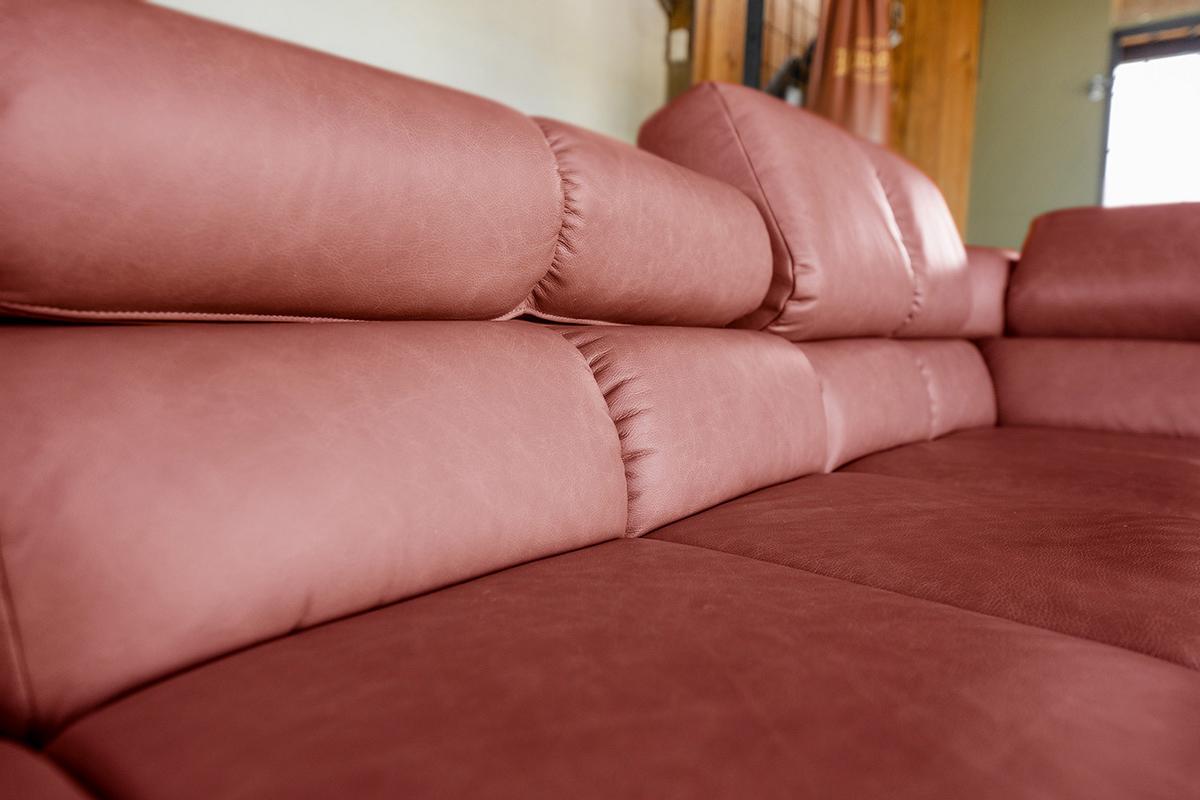 ECKSOFA NELSON Rot Leder - Rot/Schwarz, Leder/Metall (321/216cm) - KAWOLA