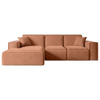 ECKSOFA Ottomane Links SERRA-L - 266x169x80 cm Koralle Velours - Koralle/Schwarz, Holzwerkstoff/Kunststoff (165/266cm) - ALTDECOR