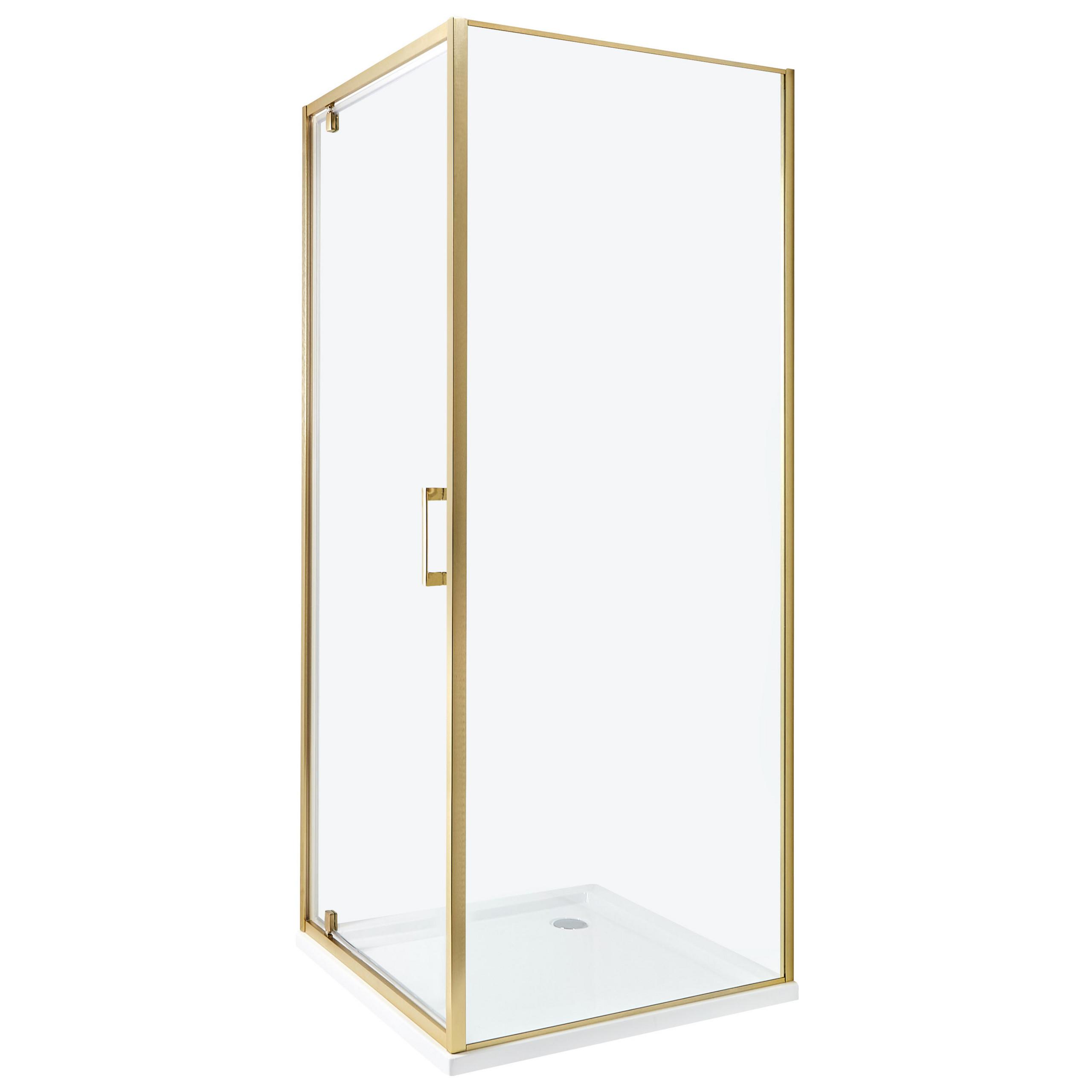 DUSCHKABINE 70/70/185 cm Gold Darli - Transparent/Goldfarben, Glas (70/70/185cm) - Beliani