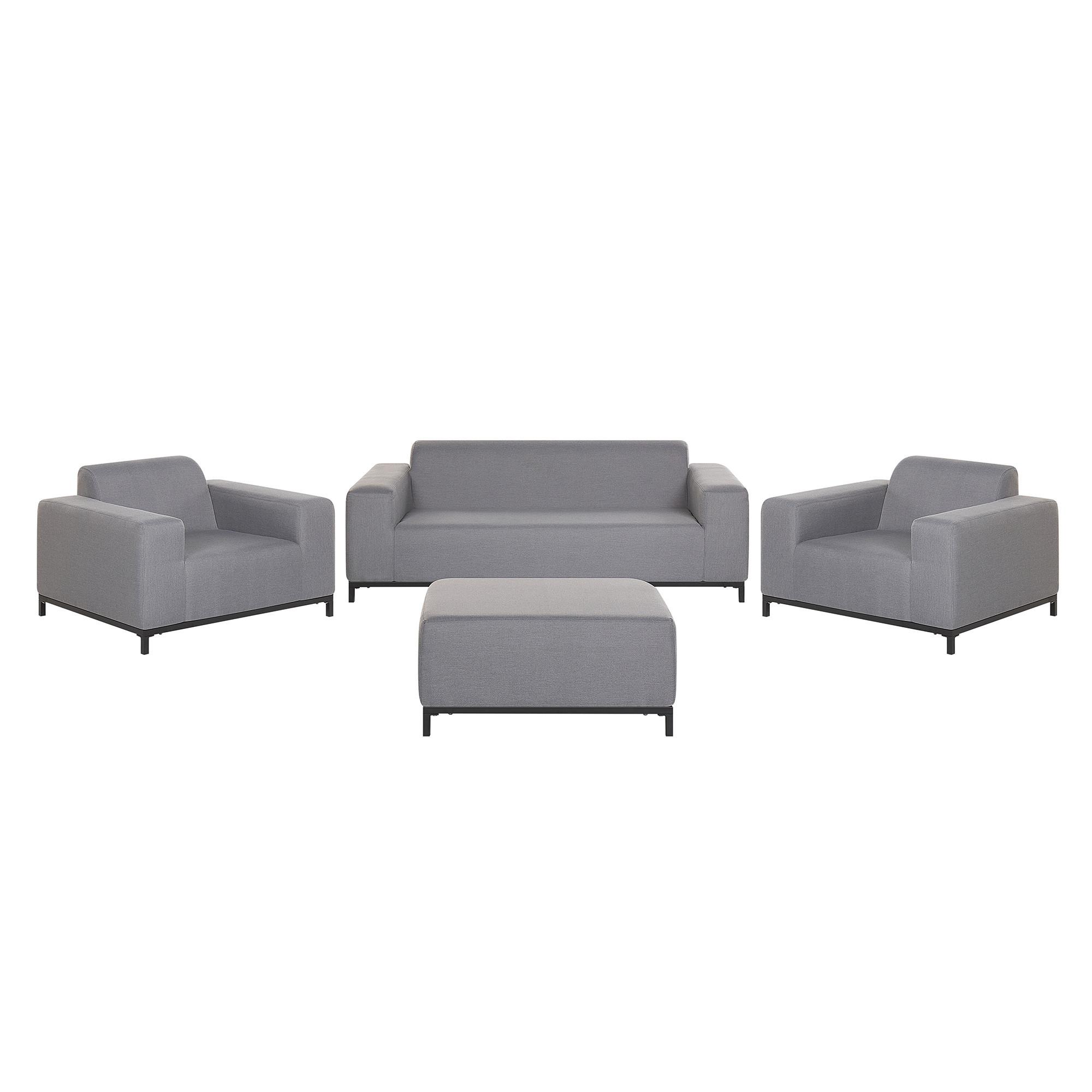 LOUNGE SET 5-Sitzer grau/schwarzes Gestell Rovigo - Schwarz/Grau, Textil - Beliani