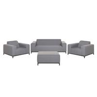 LOUNGE SET 5-Sitzer grau/schwarzes Gestell Rovigo - Schwarz/Grau, Textil - Beliani