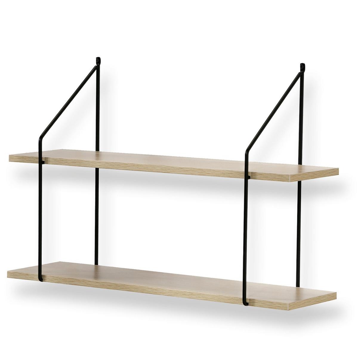 ZWEISTÖCKIGES Wandregal im Holzdekor L60 cm - Eichefarben, Holzwerkstoff (15/40/60cm) - Calicosy