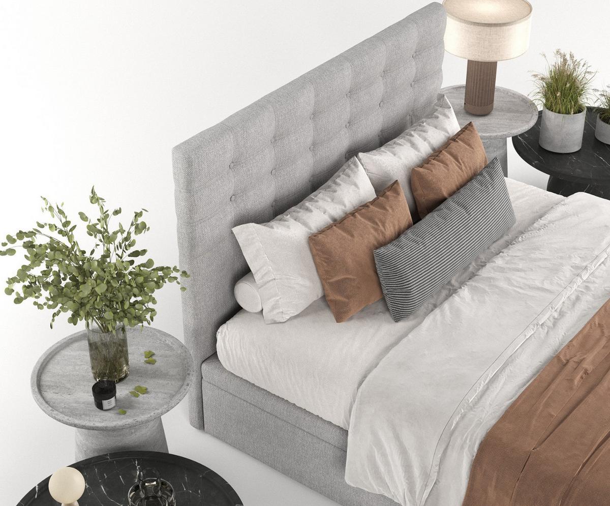 POLSTERBETT Callo mit Stauraum 180/200 cm Grau im Megan Stoff - Schwarz/Grau, Holz/Holzwerkstoff (180/200cm) - AltaBeds