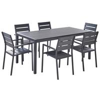 GARTENMÖBEL SET 6-Sitzer Aluminium schwarz Vernio - Schwarz, Kunststoff - Beliani