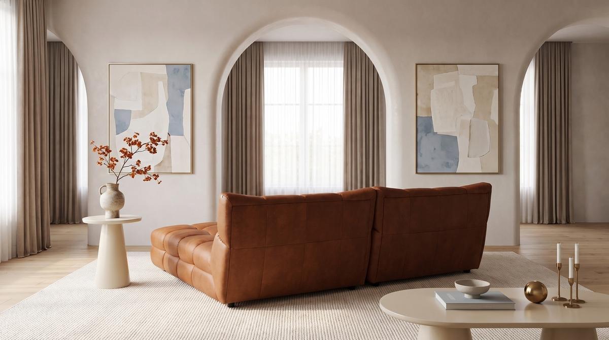 BIG SOFA AMIA Braun Lederfaserstoff - Schwarz/Braun, Leder/Kunststoff (290/86/178cm) - KAWOLA