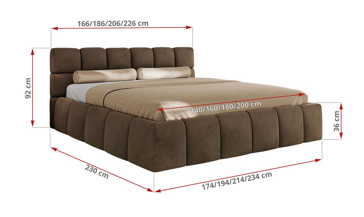 POLSTERBETT NIRA CLASSIC 200/200 - Braun Velvet - Multipocket-Matratze - Braun, Textil (200/200cm) - MKS