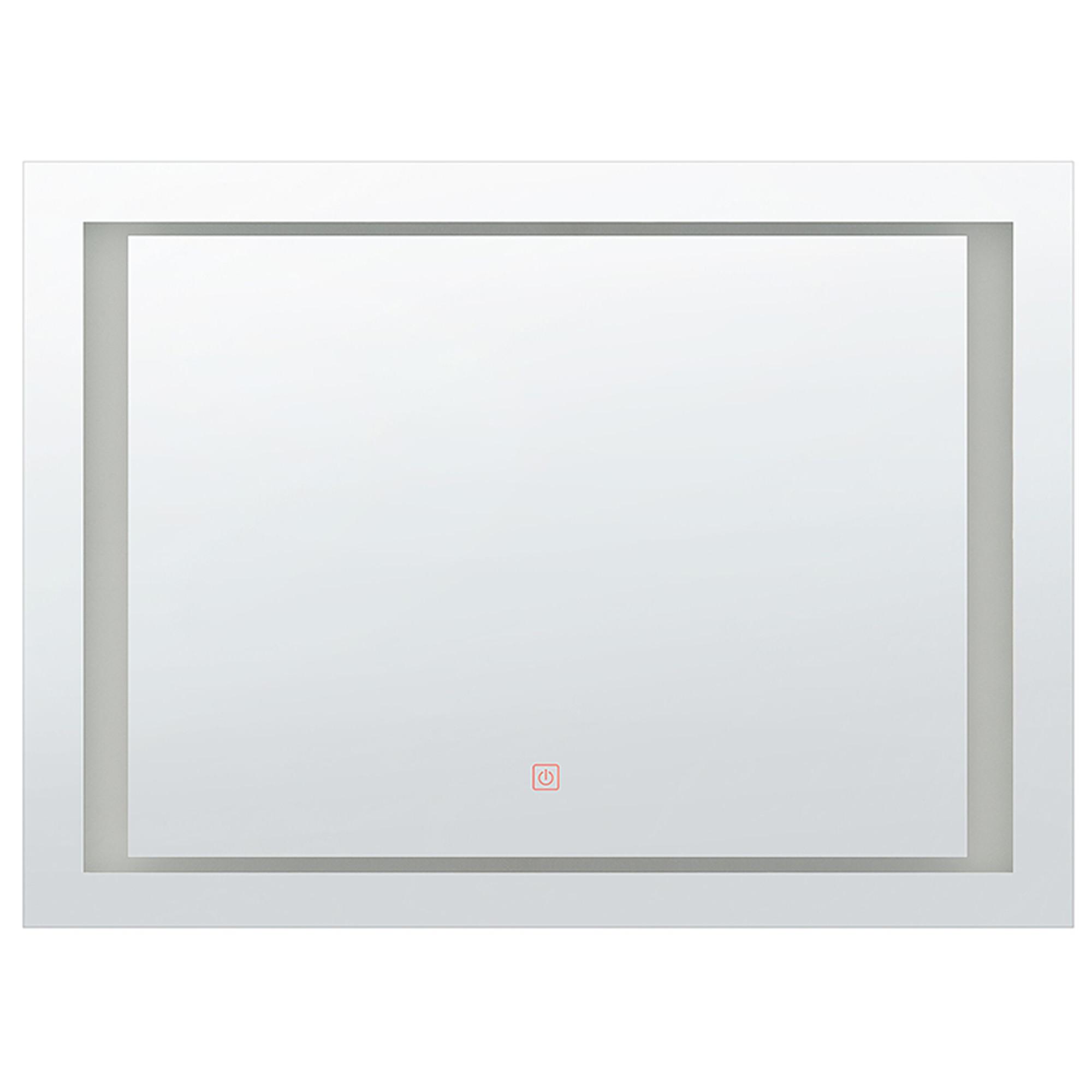 BADSPIEGEL mit LED-Beleuchtung rechteckig 80/60 cm Eyre - Silberfarben, Kunststoff (80/60/4cm) - Beliani