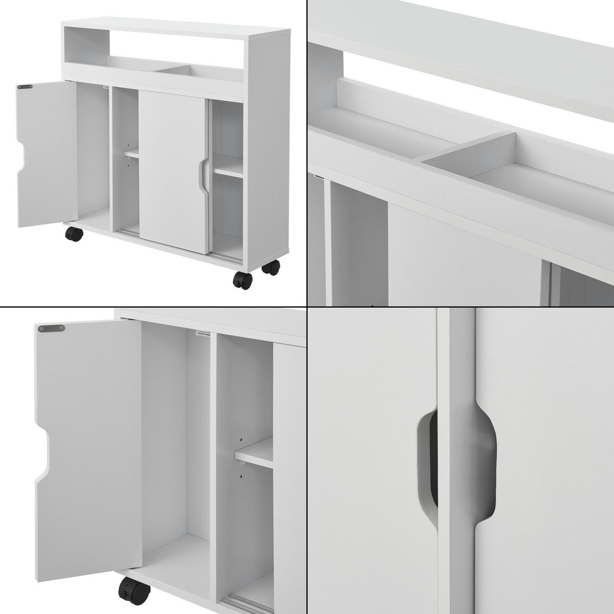 SEITENSCHRANK Lumijoki - Weiß, Holzwerkstoff (70/71/20cm) - [en.casa]