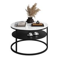 COUCHTISCH CIRI mit Regal Hochglanz - Schwarz/Weiß, Holzwerkstoff (70/70/48.6cm) - Lookway