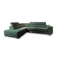 ECKSOFA APIRO L-S Grün Kordstoff mit Schlaffunktion - Silberfarben/Grün, Holz/Textil (276/202cm) - MASSENO