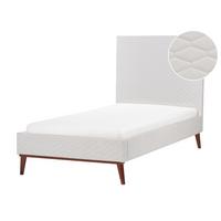 POLSTERBETT mit Lattenrost 90x200 cm Weiß Bayonne - Creme, Textil (90/200cm) - Beliani