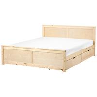 BETT mit 2 Schubladen 160/200 cm Kiefernholz Hellbraun Dauphin - Hellbraun, Holz (160/200cm) - Beliani