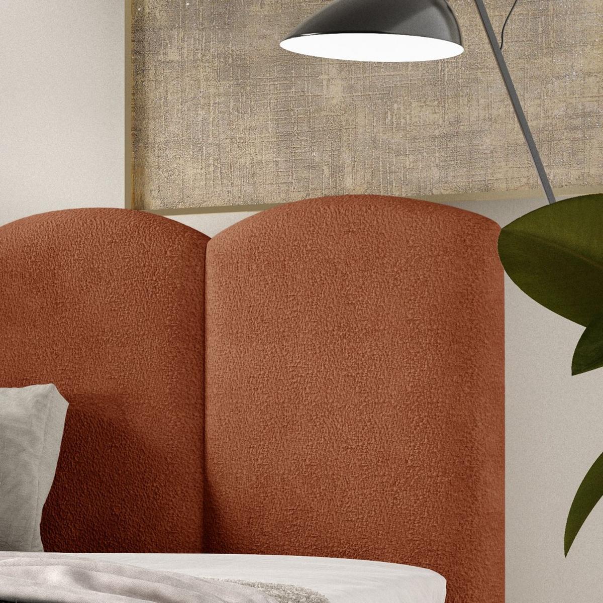 POLSTERBETT Bero, 200x200, Bouclé-Stoff, Ziegelrot - Rostfarben, Textil (200/200cm) - Beautysofa