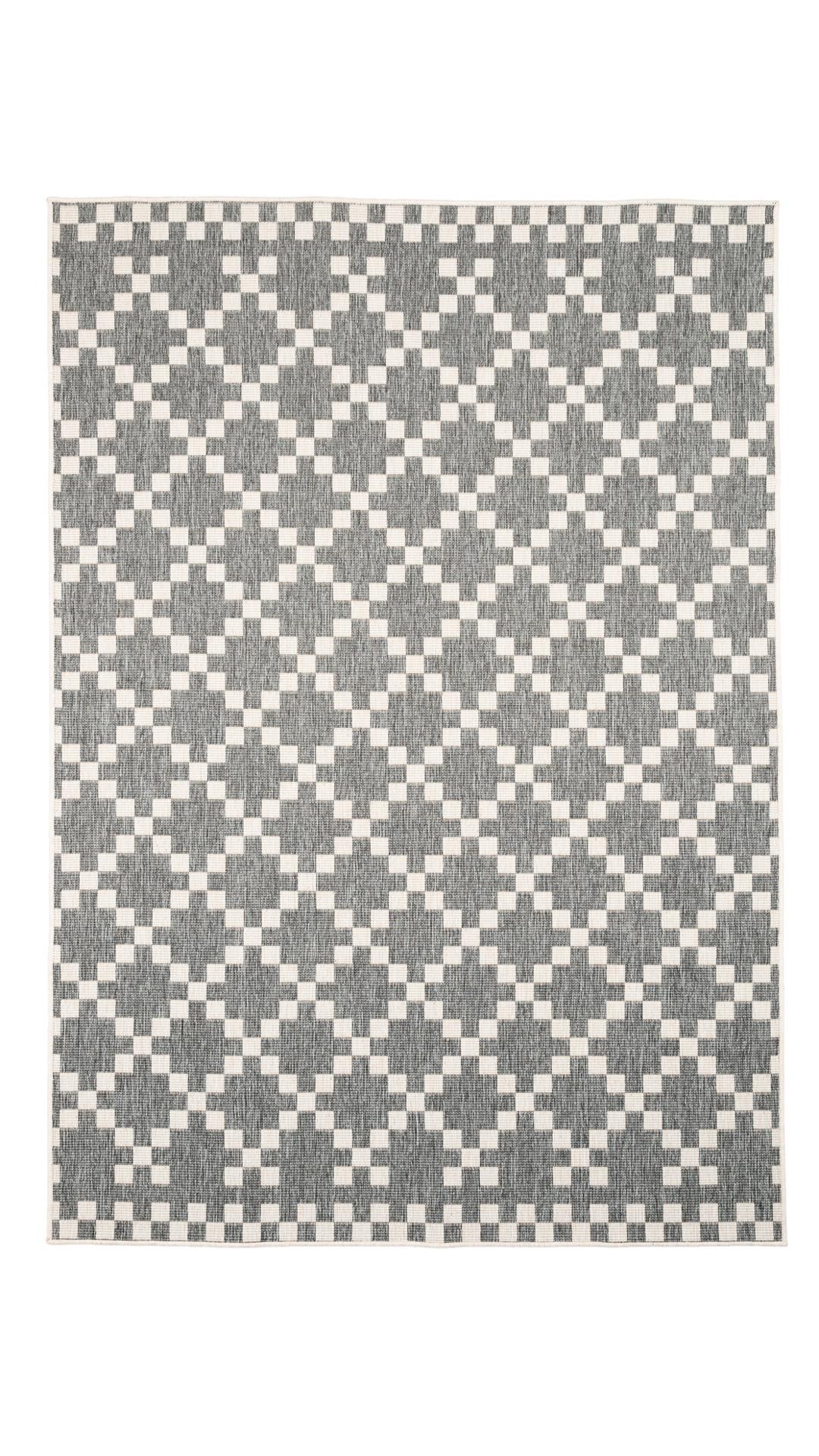 IN- UND OUTDOOR TEPPICH NEWPORT MODERN KARO - Silberfarben, Textil (80/160cm) - Pergamon