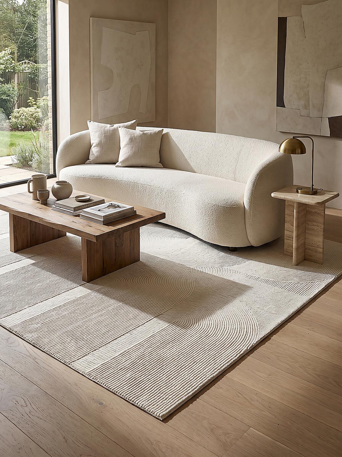 TEPPICH Kurzflor KASOS Waschbar Geometrisch Polyester Creme 120 x 170 cm - Creme, Textil (120/170cm) - KADIMA DESIGN