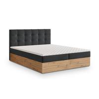 BOXBETT MOLVEN 160x200 cm mit Matratze und Topper - Graphitfarben - Graphitfarben, Holz (160/200cm) - MASSENO
