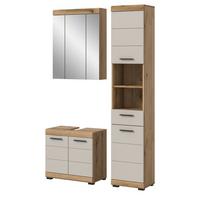 BADMÖBEL-SET Sand Kashmir, Evoke Eiche 3-teilig, Badkombination 112 cm - Kaschmir/Eichefarben, Glas/Holzwerkstoff (112/191/34cm) - Inn.Furn