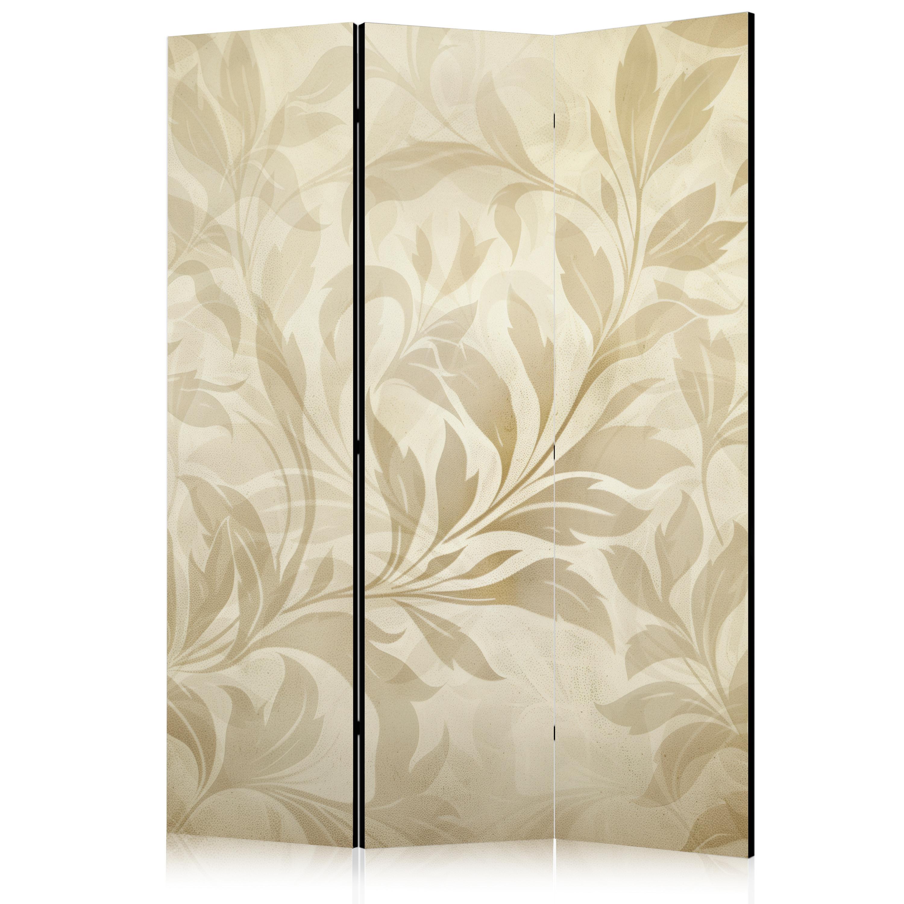 PARAVENT Einseitig Bedruckter 3-tlg 135x172 cm Beige Bl tter Boho - Beige, Holz/Textil (135/172/3cm) - Muralo